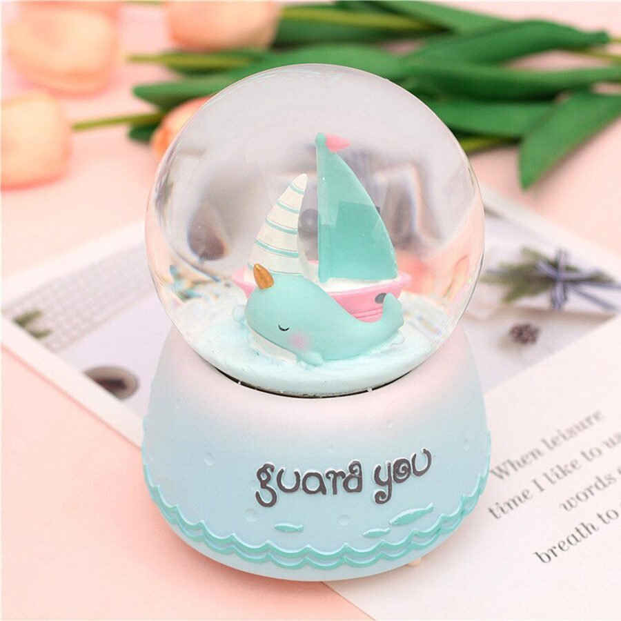 Glass Ball Snow Dolphin Unicorn كرة الثلج دولفين احادي القرن كبير Wassan Online 